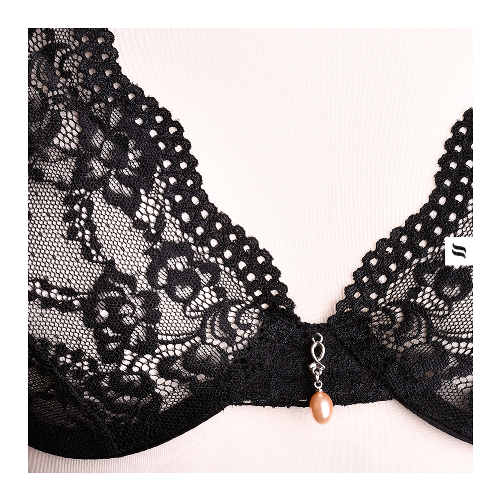 Completino intimo sexy perizoma + reggiseno Obsessive Luvae sexy pizzo nero 2 pz.