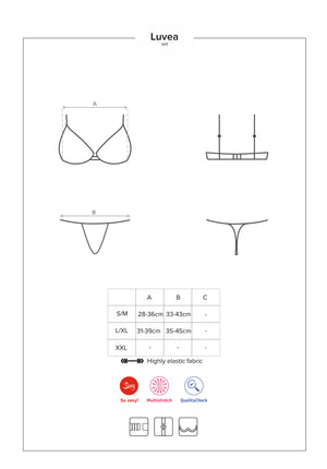 Completino intimo sexy perizoma + reggiseno Obsessive Luvae sexy pizzo nero 2 pz.