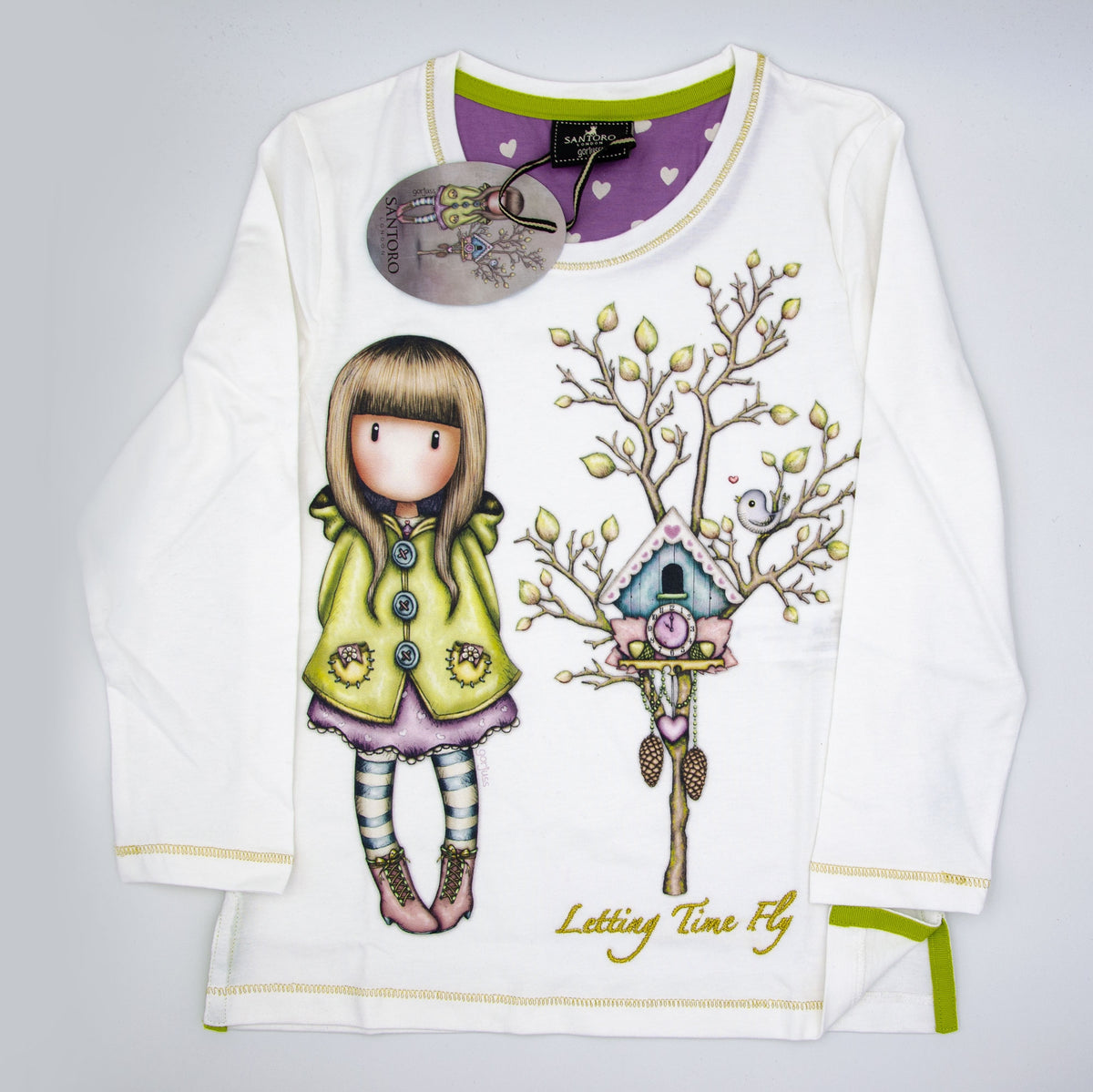 Pigiama bambina Santoro Gorjuss 54491 caldo cotone cuoricini