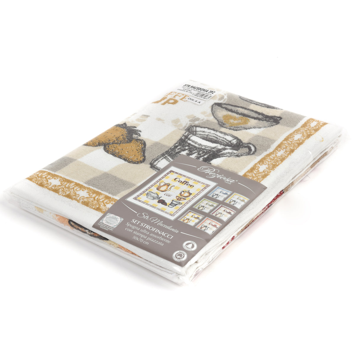 Set da 3 strofinacci Preziosa Macedonia 4A 100% cotone
