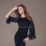 Maglia da donna Jadea 4716 manica lunga ampia trasparente in viscosa e chiffon 