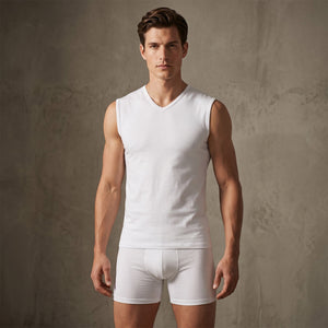 Maglia Rossoporpora CU005 smanicato a V in cotone 3 pz