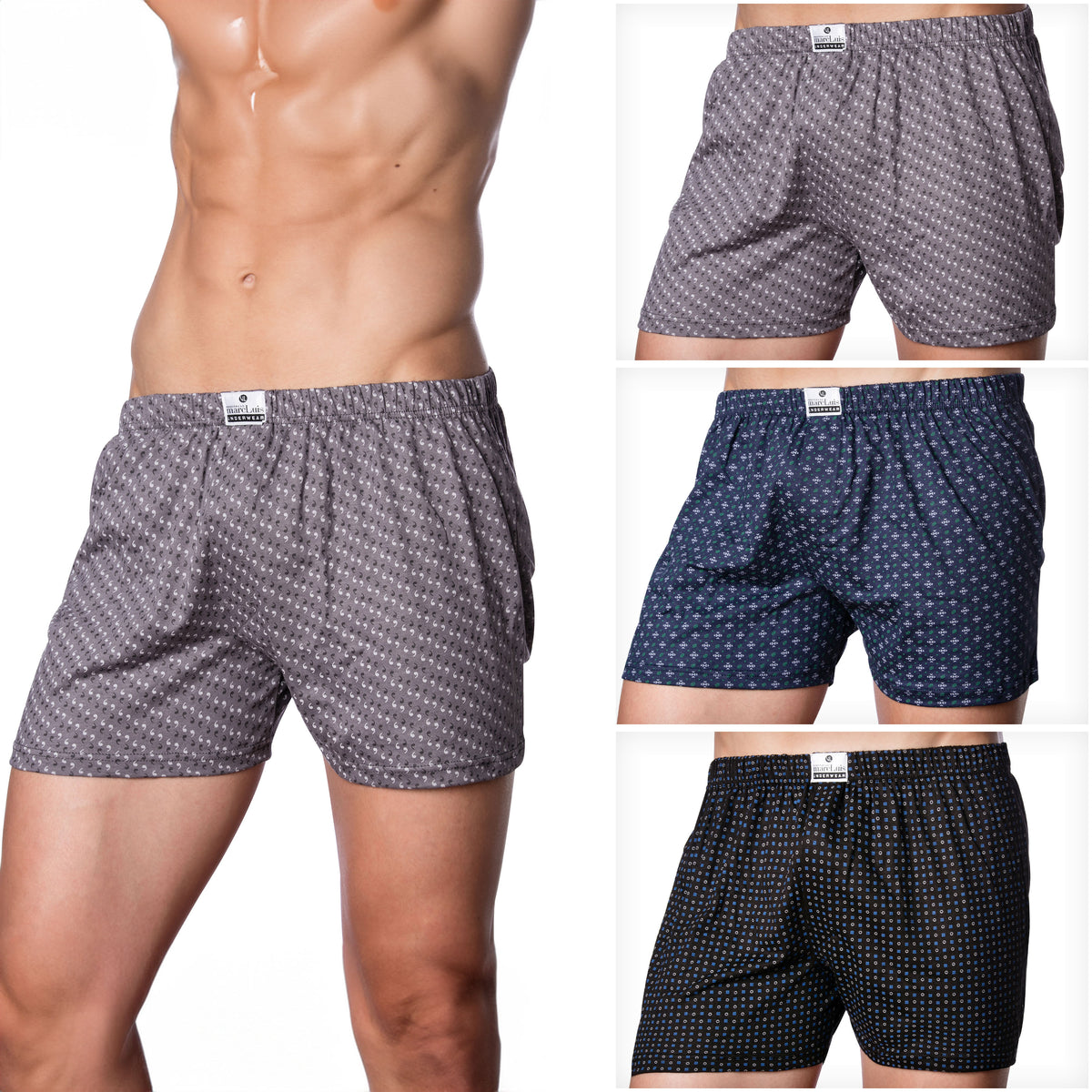 Boxer da uomo in maglina cotone Marc Luis 324 fantasia scuri taglia conformata