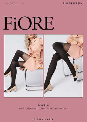Collant donna Fiore Maria 30 den nero effetto parigina con lurex