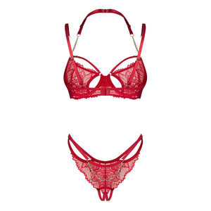 Coordinato reggiseno e perizoma aperto Obsessive Matildea - 2pcs crotcheless