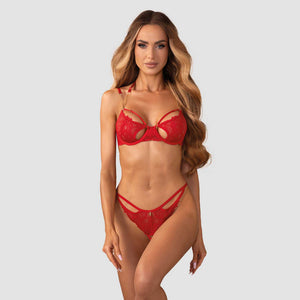 Coordinato reggiseno e perizoma aperto Obsessive Matildea - 2pcs crotcheless