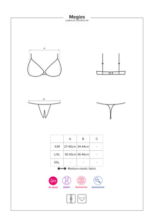Sexy set Obsessive Megies seno scoperto + perizoma cavallo aperto 2 pz.