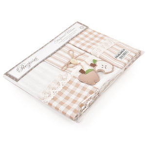 Set da 3 strofinacci Preziosa Melanie 06 100% cotone naturale con pizzo