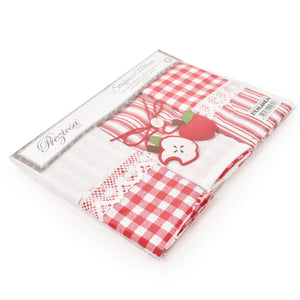 Set da 3 strofinacci Preziosa Melanie 06 100% cotone naturale con pizzo