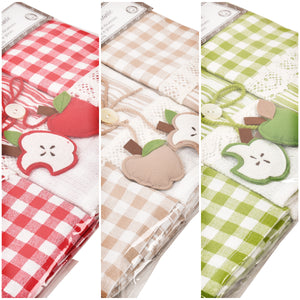 Set da 3 strofinacci Preziosa Melanie 06 100% cotone naturale con pizzo