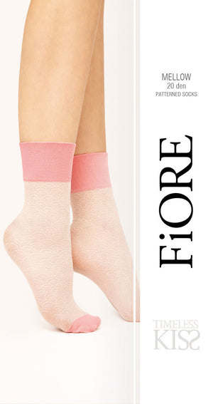 Calzini donna lavorati rosa con polsino Fiore Mellow 