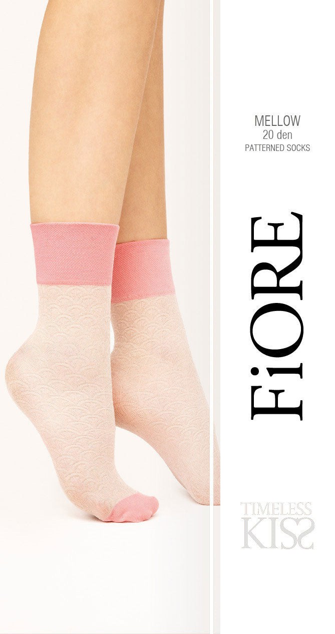 Calzini donna lavorati rosa con polsino Fiore Mellow 