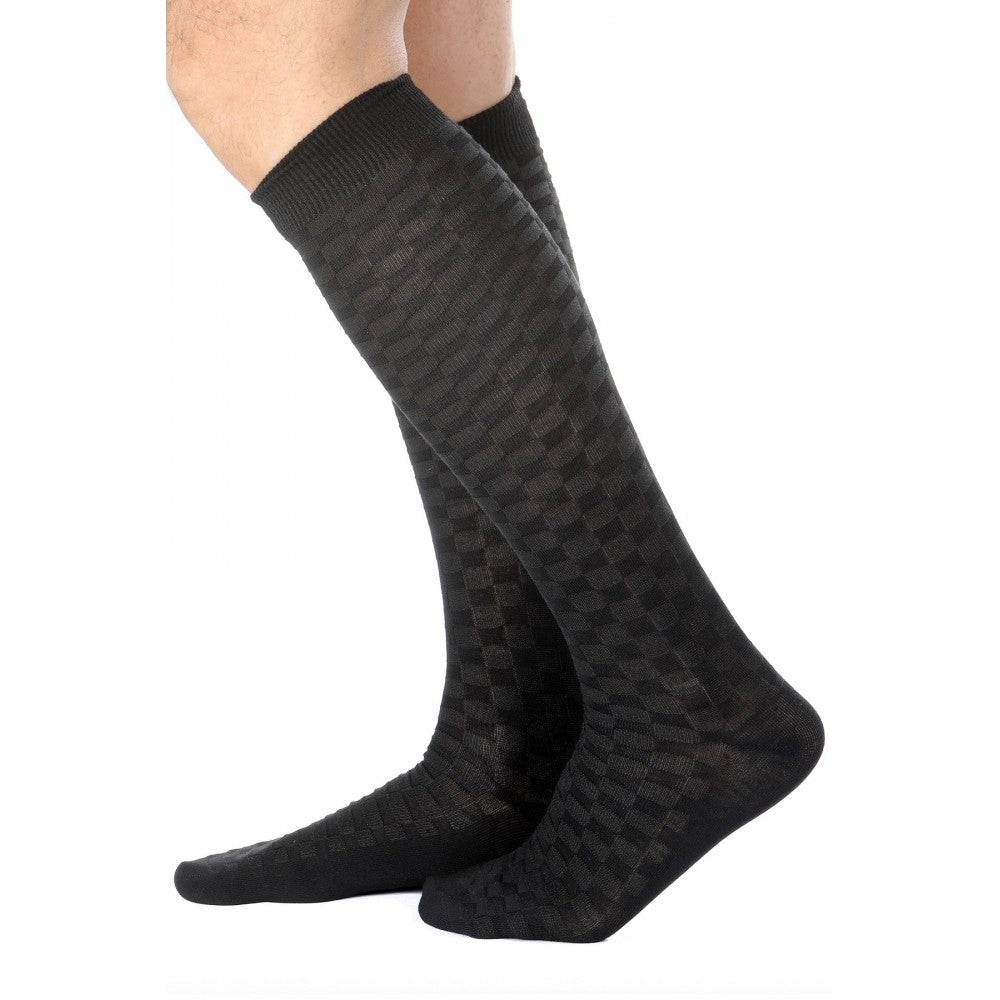 Calze uomo lunghe Meritex 2012 fibra naturale bamboo scacchi 3 paia