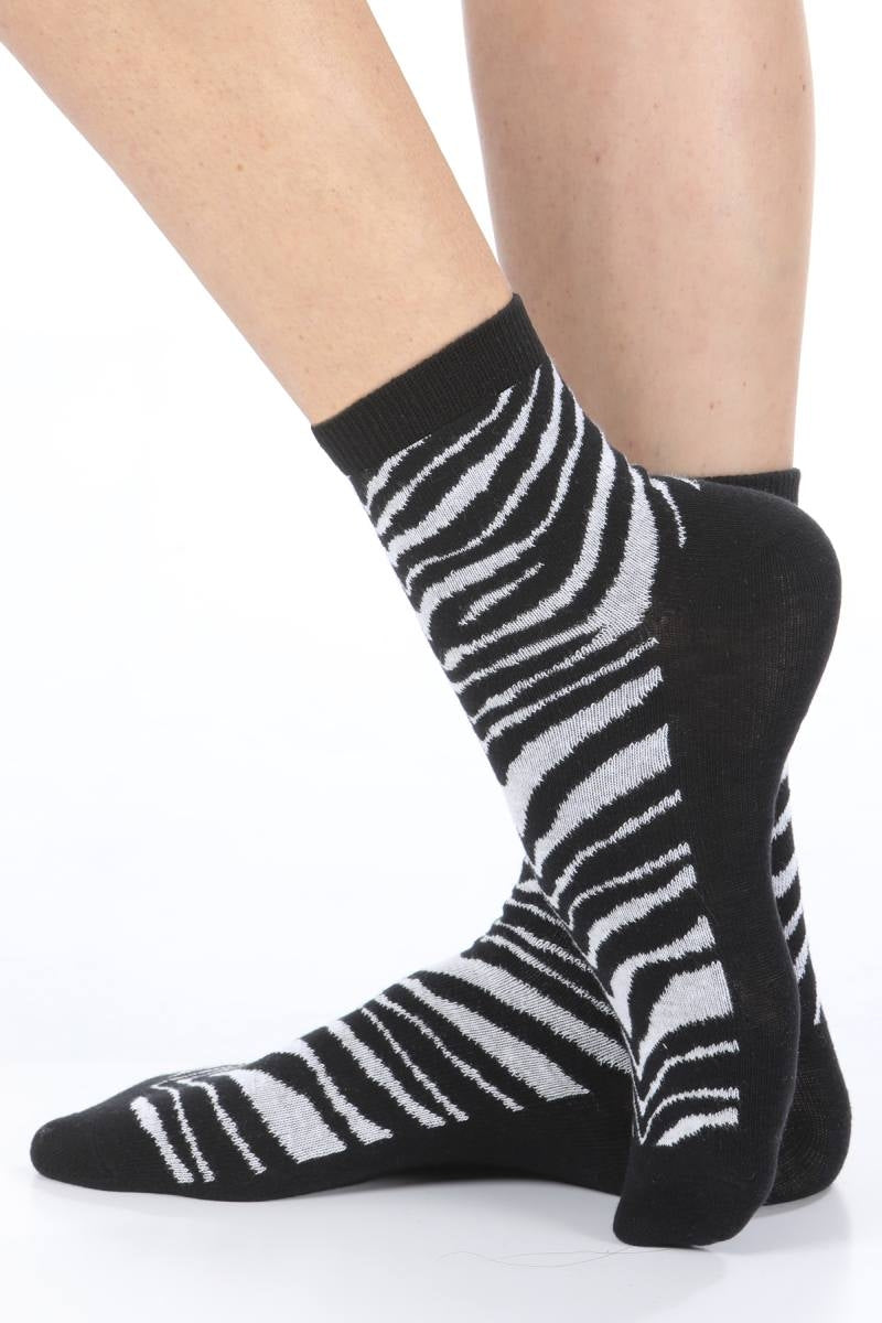 Calze donna invernali Meritex 3499 fantasia zebrata caldo cotone