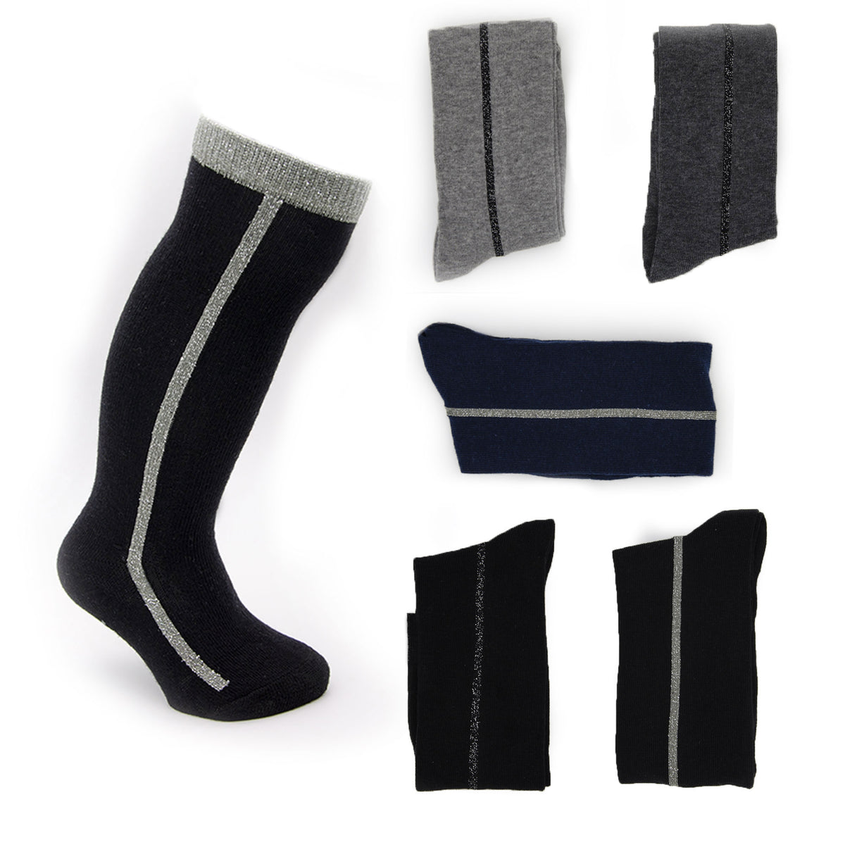 Calze lunghe bimba invernali Meritex 4586 glitter caldo cotone 6 paia