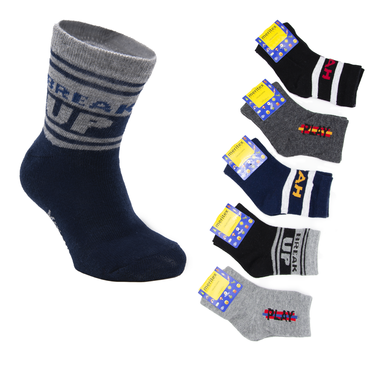 Calze bambino Meritex fantasia 4076 play caldo cotone 6 paia