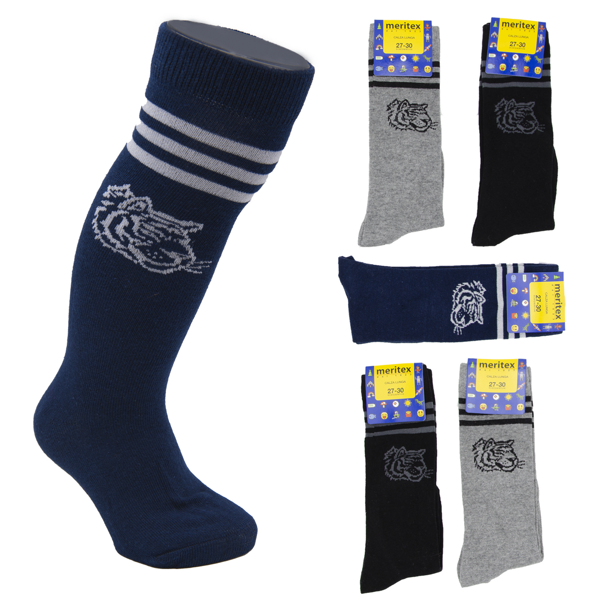 Calze bambino lunghe Meritex 4096 tigre caldo cotone 6 paia