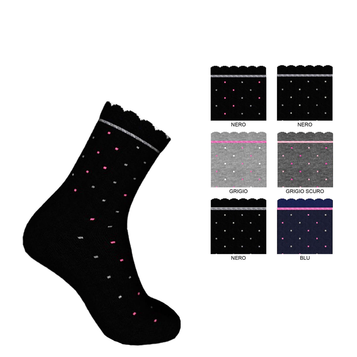 Calze corte bimba Meritex 4511 pois con lurex 6 paia