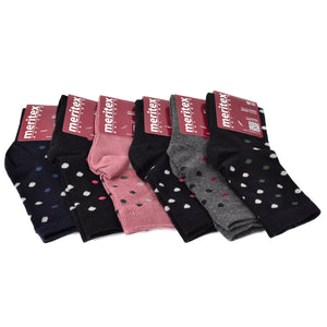 Calzini caldo cotone donna Meritex pois 3579 A 6 paia
