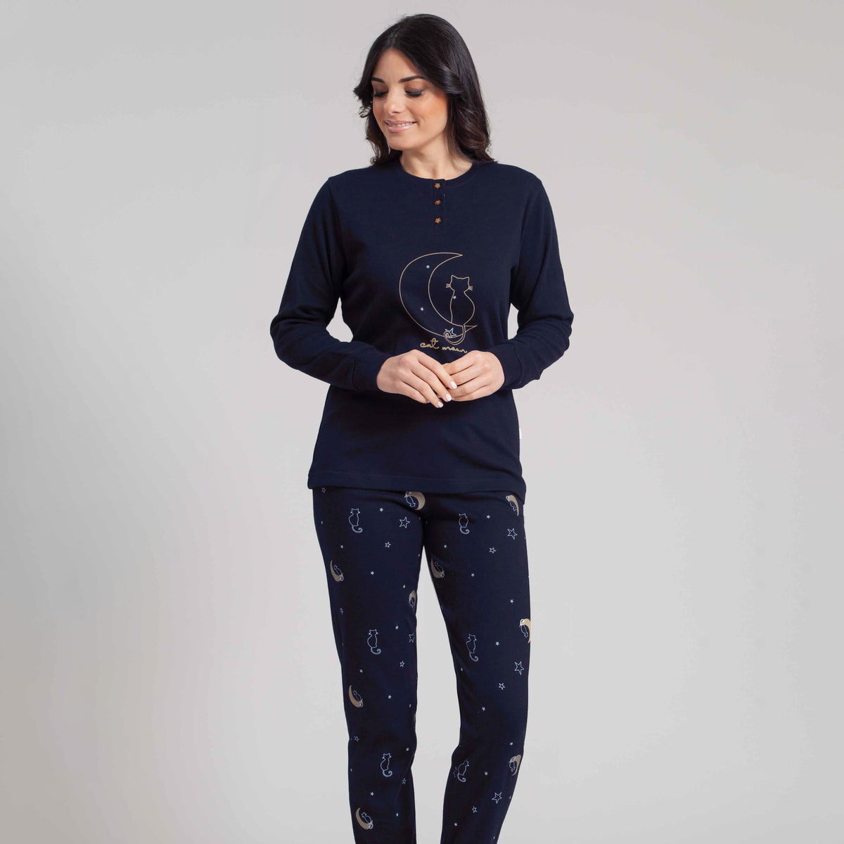 Pigiama donna gatto caldo cotone gattino Irge MI 1923