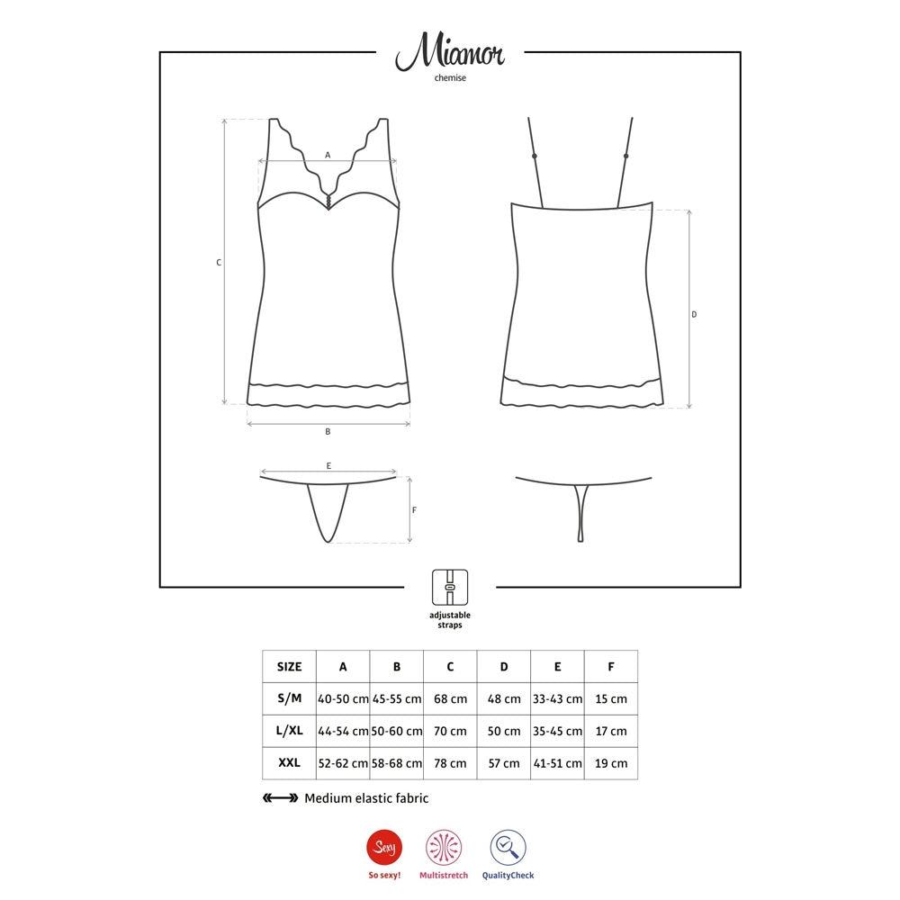 Sexy sottoveste + perizoma Obsessive miamor chemise e thong