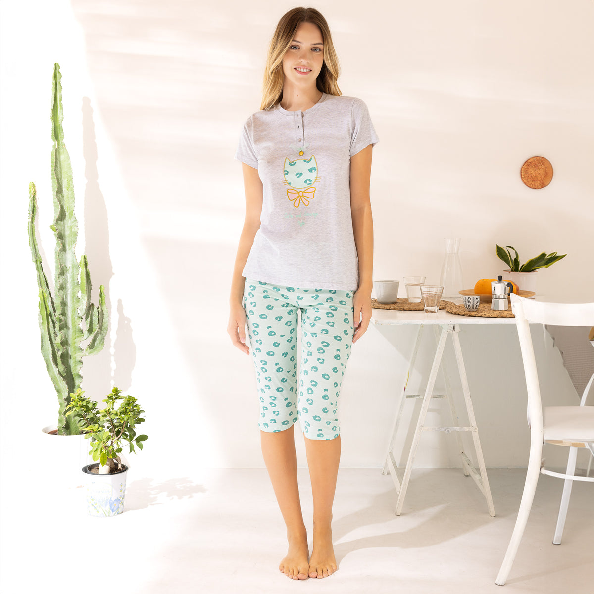 Pigiama donna estivo manica corta + pinocchietto Irge MIC2040