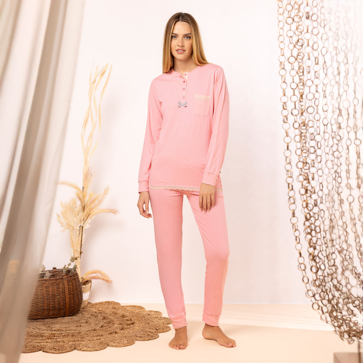 Pigiama Donna a pois in 100% cotone Irge MIL2330