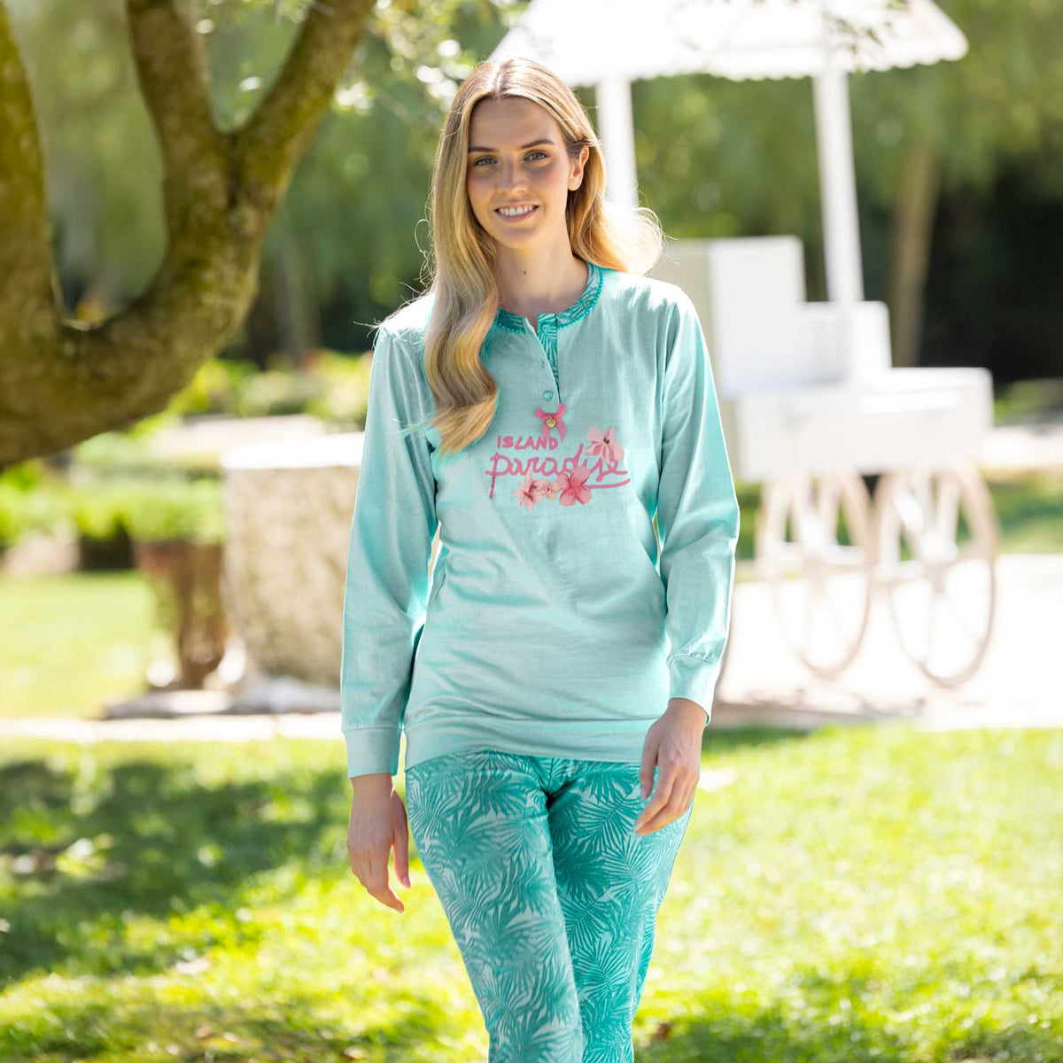 Pigiama donna fantasia tropicale cotone leggero Irge MIL2610