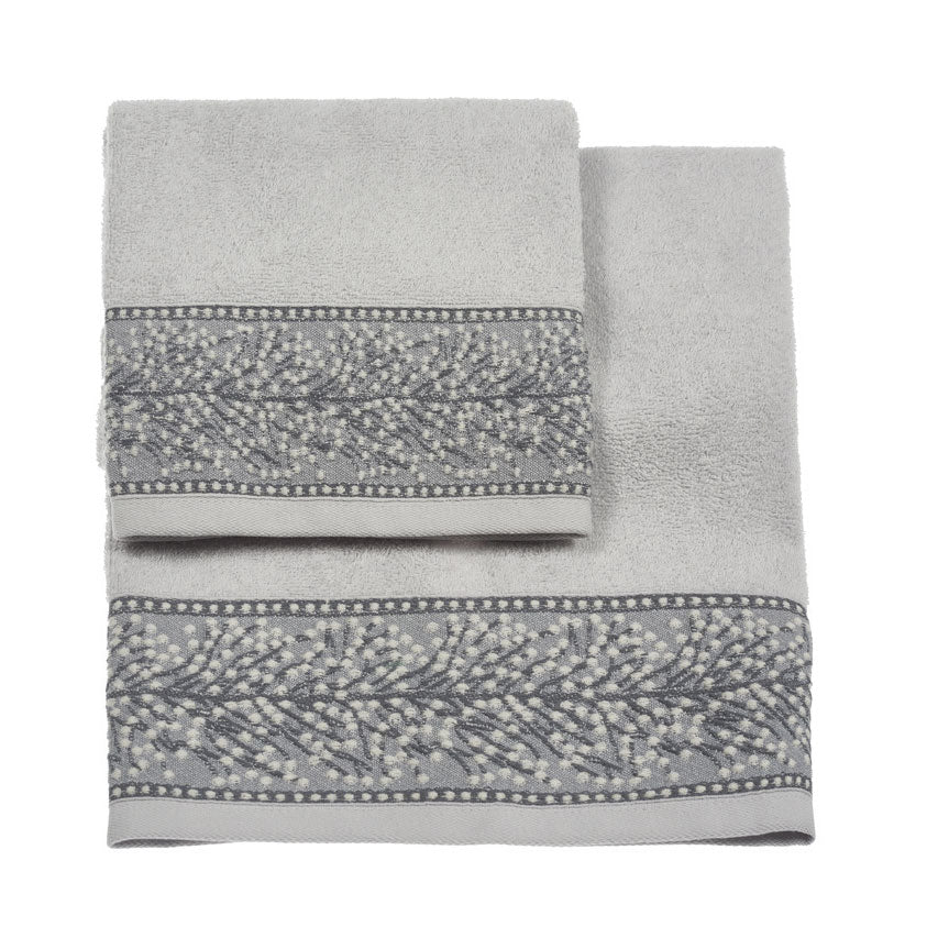 Vingi set asciugamani viso + ospite Mimosa grigio