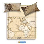 Lenzuola letto cartina Biancaluna set 4 pezzi Monde sabbia
