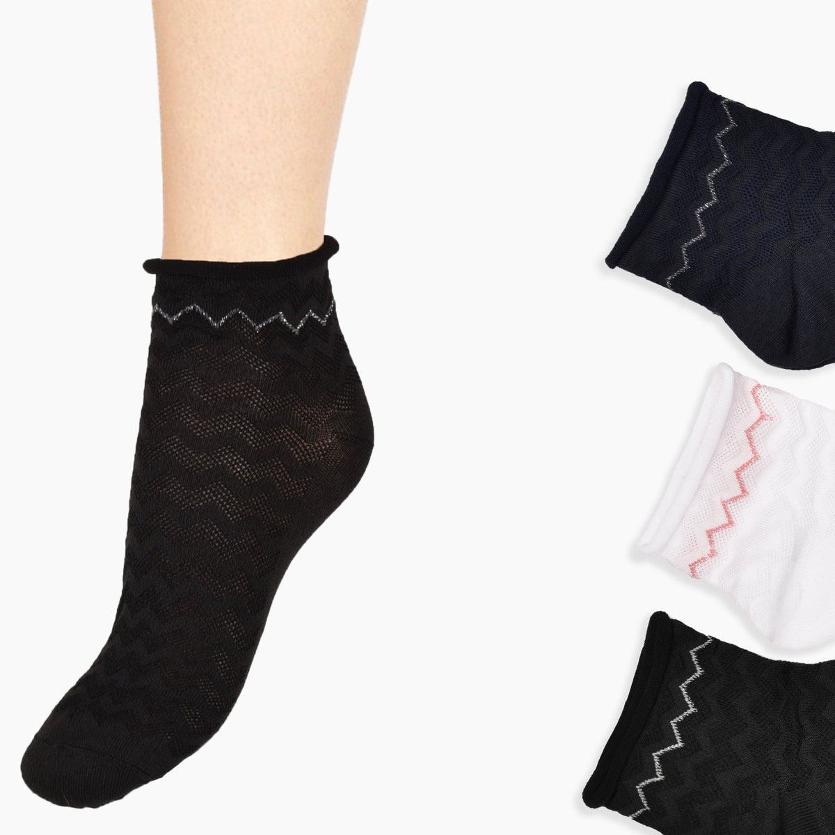 Calzini donna senza elastico charro Monia 69 var D lavorate cotone 3 paia