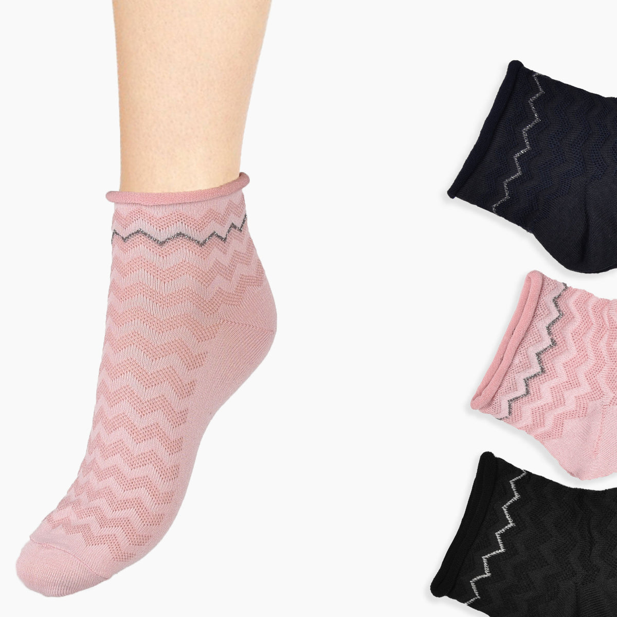 Calzini donna senza elastico charro Monia 69 var E lavorate cotone 3 paia
