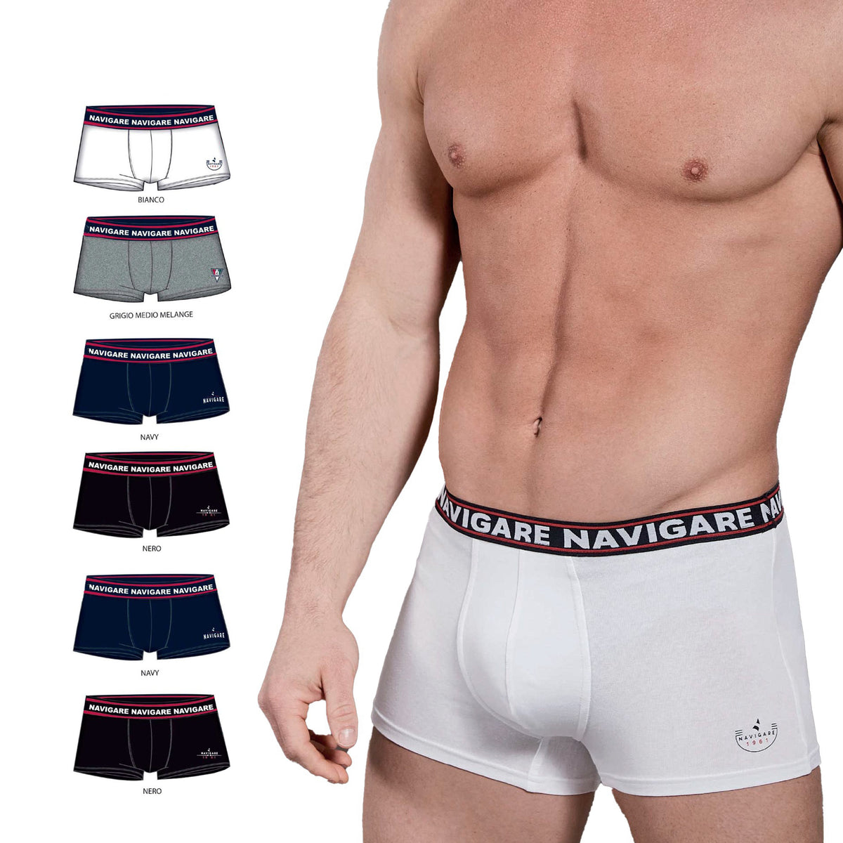 Boxer uomo Navigare 322 in cotone elasticizzato 6 pz