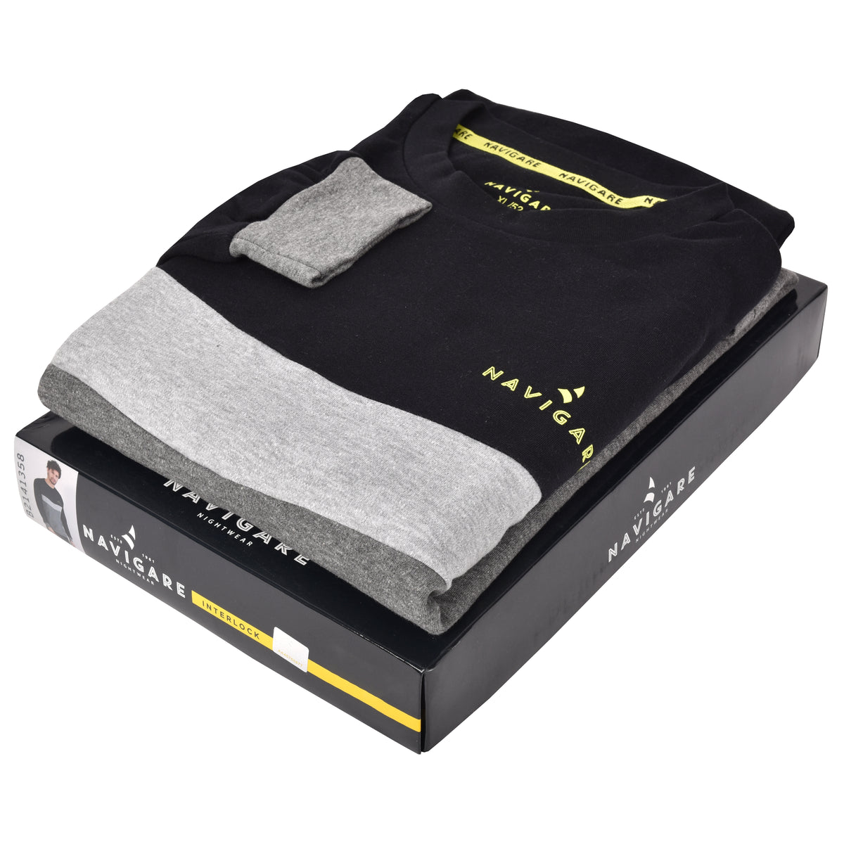 Pigiama uomo caldo cotone interlock Navigare sportivo nero B2141358