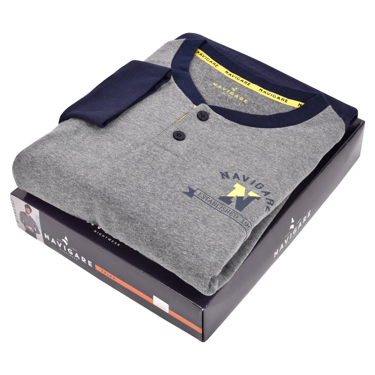 Pigiama uomo invernale Navigare B2141367 cotone felpato grigio