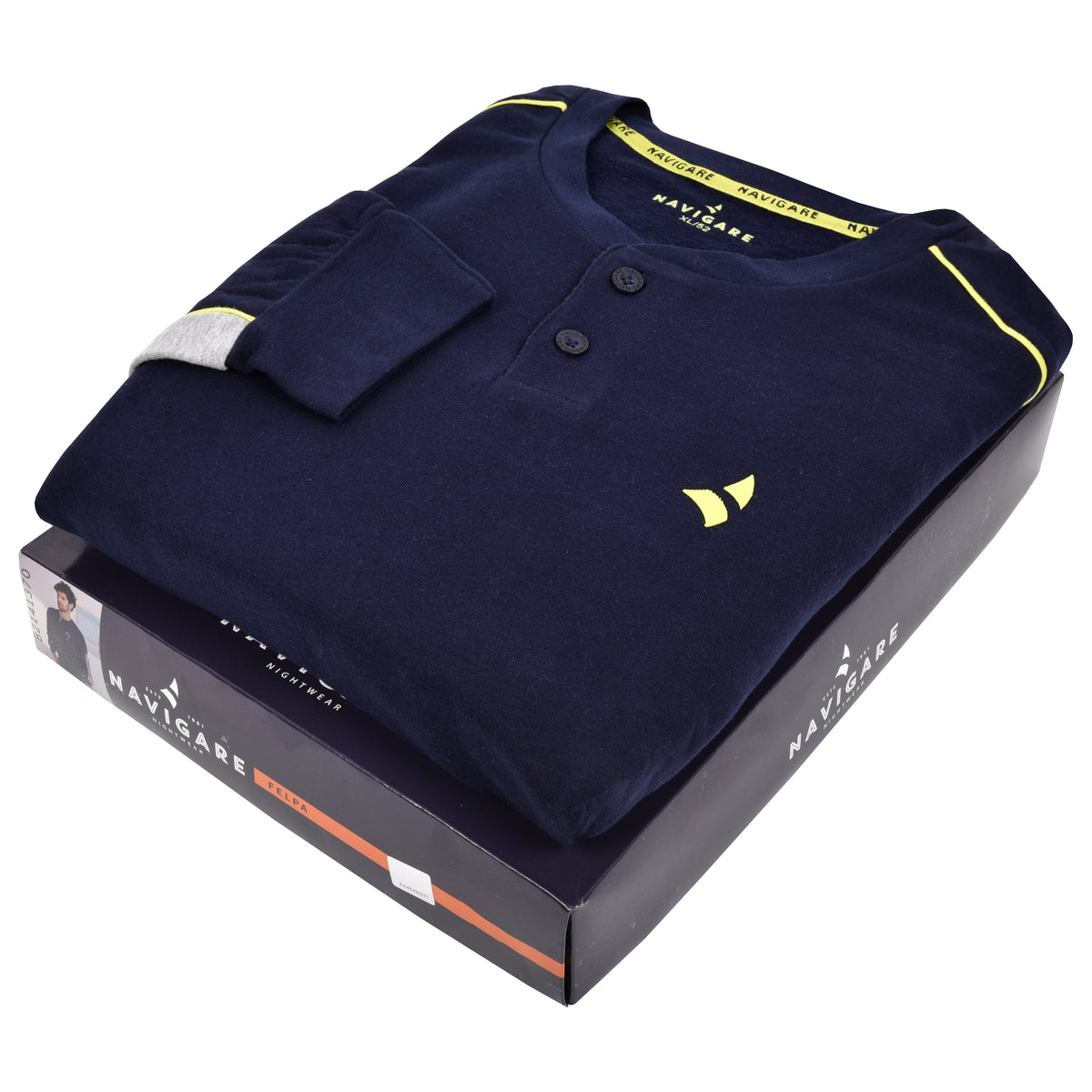 Pigiama uomo invernale Navigare B2141370 cotone felpato navy