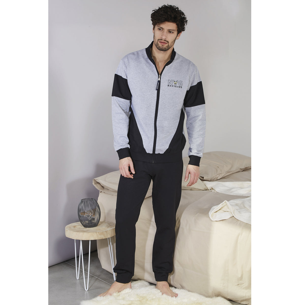 Pigiama uomo Navigare B2141372 caldo cotone maglia XL pantalone XXL