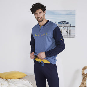 Pigiama uomo Navigare B2141350 caldo cotone grigio melange