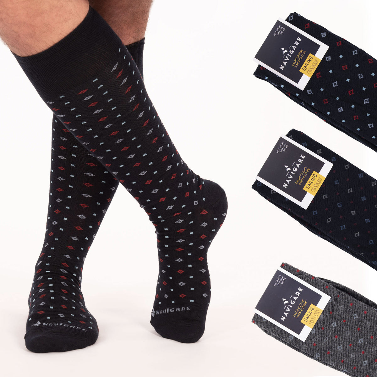 Calze lunghe uomo Navigare B2MS226 caldo cotone 3 pz