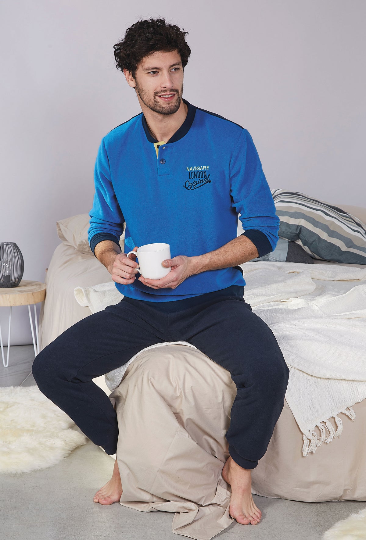 Pigiama uomo pile navigare B2141383 bluette