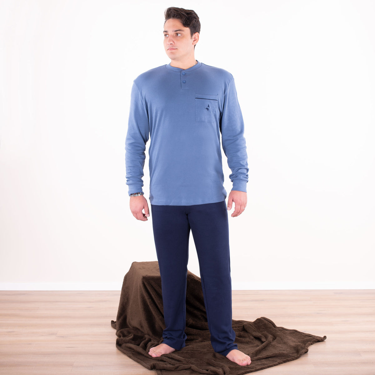 Pigiama uomo Navigare caldo cotone 14258 invernale jeans