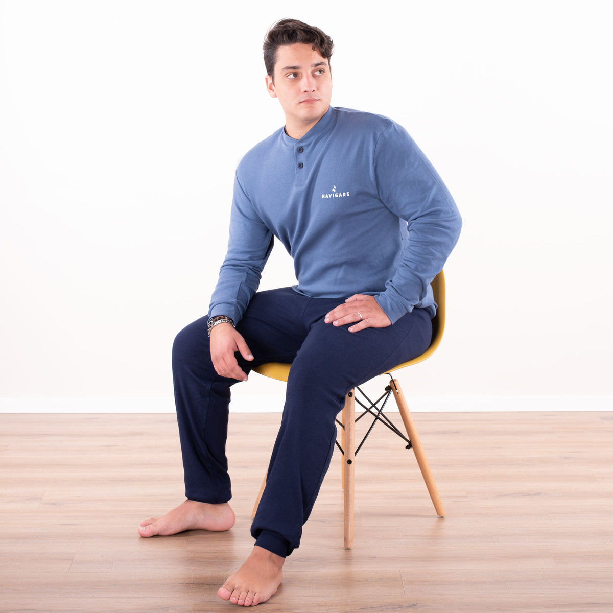 Pigiama uomo Navigare 14589 lungo invernale caldo cotone jeans