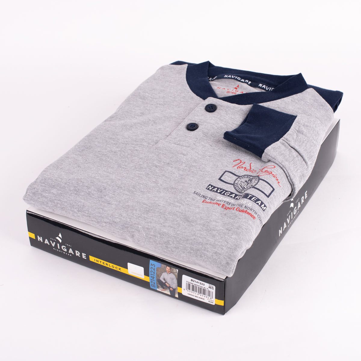 Pigiama uomo Navigare 2141223 invernale caldo cotone grigio melange