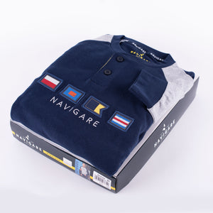 Pigiama uomo Navigare caldo cotone invernale 2141225 navy
