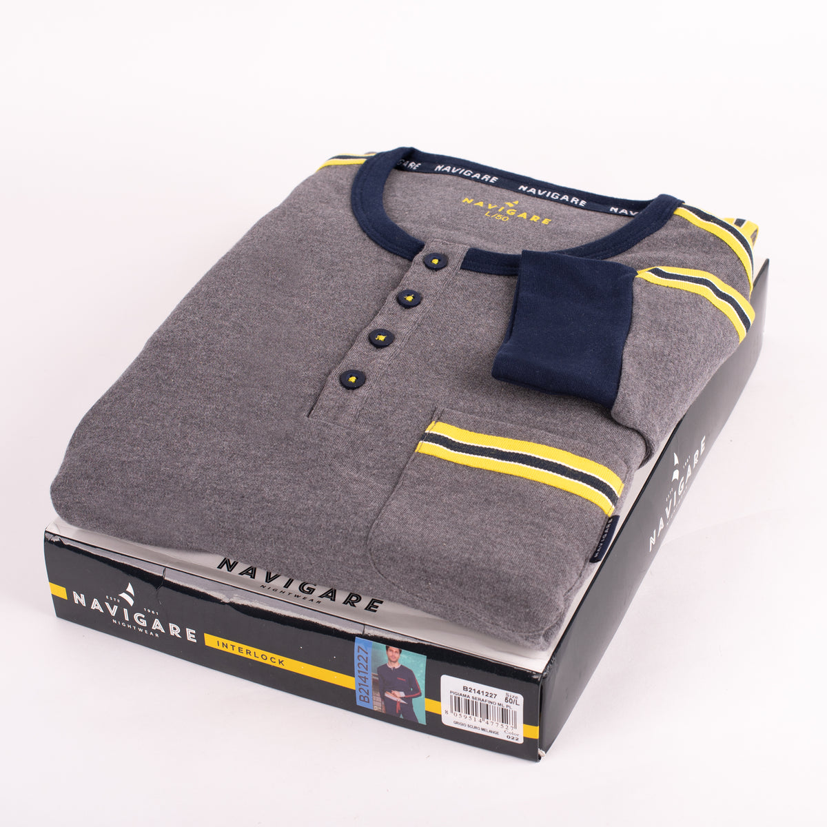 Pigiama uomo Navigare caldo cotone invernale 2141227 grigio