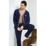 Pigiama uomo Navigare 2141228 aperto scollo a V caldo caldo cotone navy