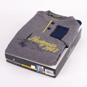 Pigiama uomo Navigare caldo cotone grigio blu 2141233