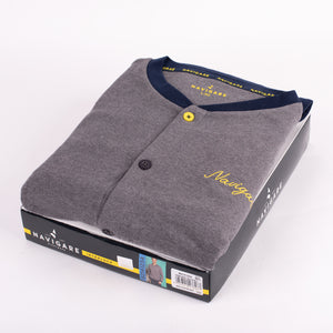 Pigiama uomo Navigare 2141234 a giacca invernale caldo cotone grigio 