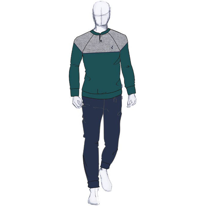Pigiama Uomo pile Navigare 2141264 invernale bicolore grigio