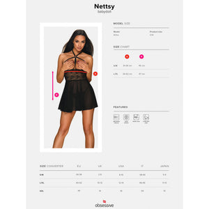Sexy babydoll + perizoma Obsessive Nettsy seno scoperto 2 pz
